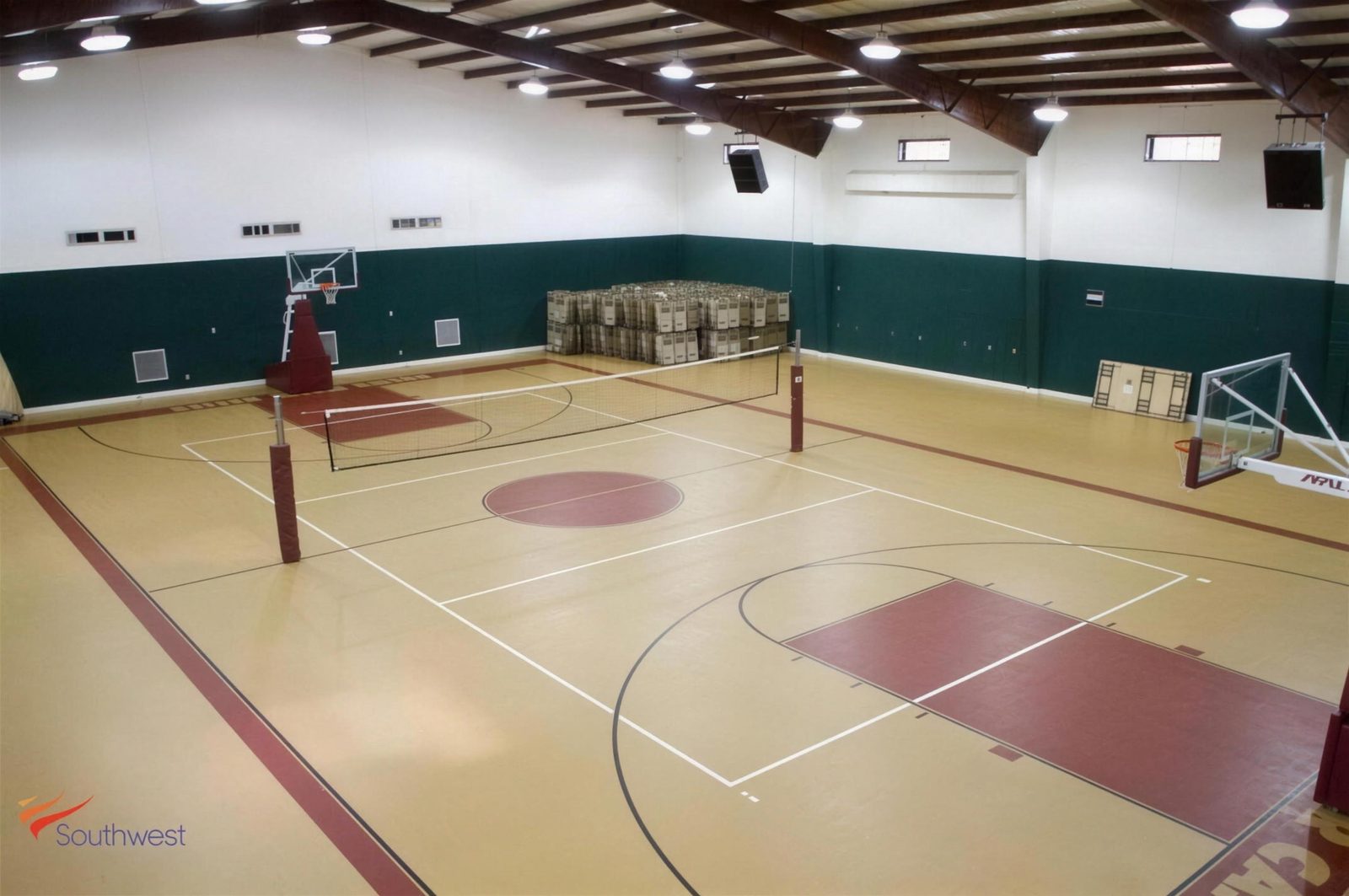 Inside the gymnasium at Lone Star Camp, where every meeting is held